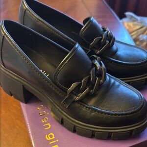 Madden Girl Black Chunky Chain Loafers